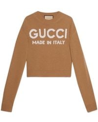 Gucci - Logo Intarsia Crewneck Knit Sweater - Lyst