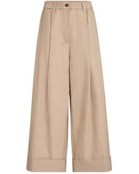 Brunello Cucinelli - Techno Cotton Poplin Boxy Pleated Trousers With Monili - Lyst