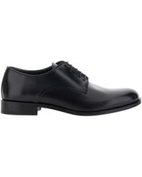 Giorgio Armani - Plain Toe Leather Derby Shoes - Lyst