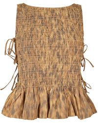 Ganni - Patterned Short Sleeve Shirt - Lyst