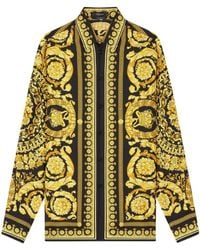 Versace - Printed Long-sleeve Silk Shirt - Lyst