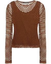 Alberta Ferretti - Mesh Long-Sleeves Top - Lyst