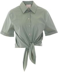 Liu Jo - Cropped Tie-Front Shirt - Lyst