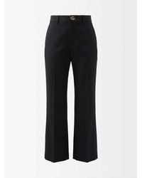 Gucci - Crêpe Wool Pants With Double G Button - Lyst