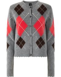 Pinko - Argyle-Intarsia Button-Up Cardigan - Lyst