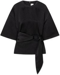 Nanushka - Besia Belted Crinkled Satin Top - Lyst