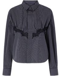 Sacai - Striped Lace-Trimmed Cotton-Blend Poplin Shirt - Lyst