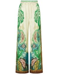 ALÉMAIS - Floral-Print Satin-Jacquard Wide-Leg Pants - Lyst