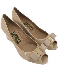 Ferragamo - Logo Open-Toed Heels - Lyst