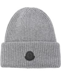 Moncler - Ribbed Logo-Patch Beanie Hat - Lyst