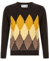 Ballantyne - Diamond Intarsia V-Neck Sweater - Lyst
