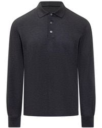 ZEGNA - Buttoned Long-Sleeved Polo Shirt - Lyst