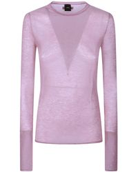 Pinko - Long-Sleeved Knitted Sheer T-Shirt - Lyst