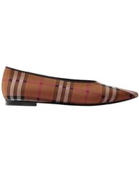 Burberry - Vintage-Check Pointed-Toe Ballerina Shoes - Lyst