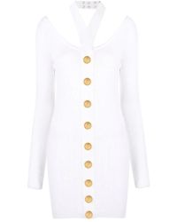 Balmain - Cut Out Open Back Knit Mini Dress - Lyst
