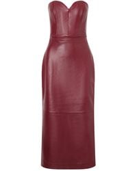 Alex Perry - Paneled Leather Midi Dress - Lyst