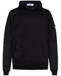 Stone Island - Logo Patch Sleeved Hoodie - Lyst
