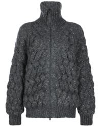 Brunello Cucinelli - Dazzling Zigzag Cables Cardigan - Lyst