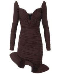 Elisabetta Franchi - Ruched Ruffle Hem Dress - Lyst