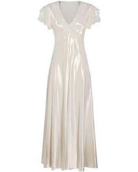 Alberta Ferretti - V-Neck Dress - Lyst