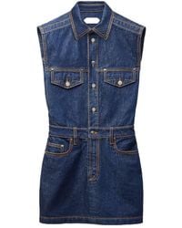 Versace - Embroidered Denim Mini Dress - Lyst