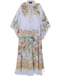 Etro - Pussy-Bow Printed Silk Maxi Dress - Lyst
