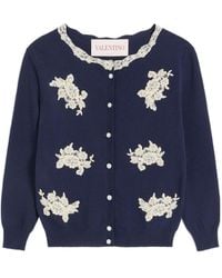 Valentino - Embroidered Wool And Lace Cardigan - Lyst