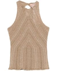 Twinset - Openwork Halterneck Knitted Top - Lyst