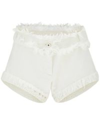 Ferragamo - Denim Shorts With Frayed Detail - Lyst