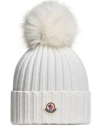 Moncler - Wool Beanie With Pom Pom - Lyst