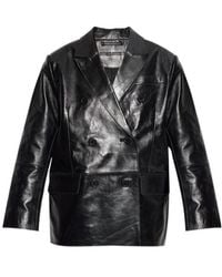 Stand Studio - Alondra Double-Breasted Leather Blazer - Lyst