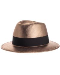 Saint Laurent - Metallic Wide Brim Trilby Hat - Lyst