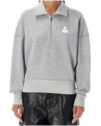 Isabel Marant - Isabel Marant Étoile Ross Logo-Flocked Zip-Up Sweatshirt - Lyst