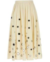 Prada - Cream Cotton Skirt - Lyst