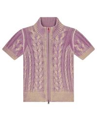 DIESEL - Cable-Knit Short-Sleeve Cardigan - Lyst