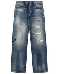 Emporio Armani - Five-Pocket Cotton Denim Jeans With Destroyed Details - Lyst