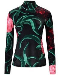 La DoubleJ - Floral-Print Turtleneck Top - Lyst
