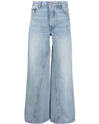 Ganni - Logo Denim Trousers - Lyst