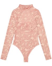 DIESEL - Lace-Overlay Open-Back Bodysuit - Lyst