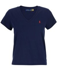 Polo Ralph Lauren - Logo Embroidered V-Neck T-Shirt - Lyst