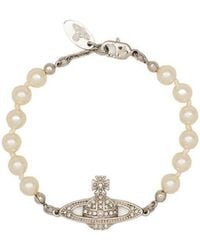 Vivienne Westwood - Mini Bas Relief Pearl Logo-Charm Bracelet - Lyst