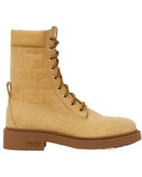Fendi - Water-Resistant Nubuck Leather Hiking Boots With-Finish Detail - Lyst