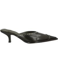 Burberry - Studded Heel Leather Mule Slippers - Lyst