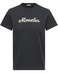 Moncler - Logo Embroidered Crewneck T-Shirt - Lyst