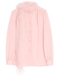 Valentino - Crepe De Chine Shirt With Feathers - Lyst