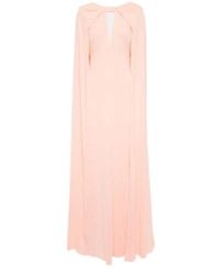 Monique Lhuillier - Caped Keyhole Satin Gown - Lyst
