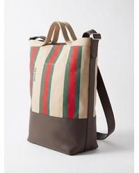 Gucci - Large Web Striped Top Handle Bag - Lyst