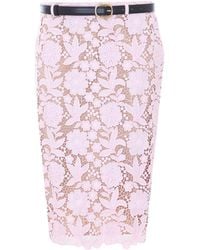 Self-Portrait - Floral Lace Pencil Skirt - Lyst