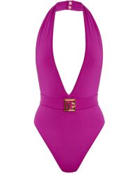 Balmain - Belted Swimsuit - Lyst