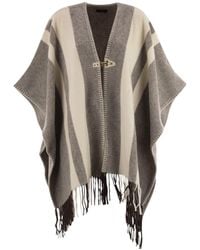 Fay - Hook-Closure Fringed Poncho - Lyst